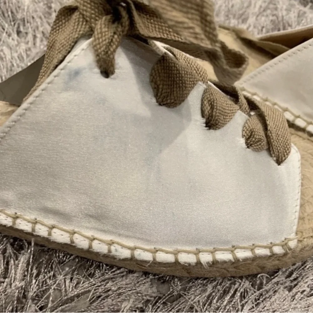 Free People Cream and Tan Lace-Up Slide Espadrilles